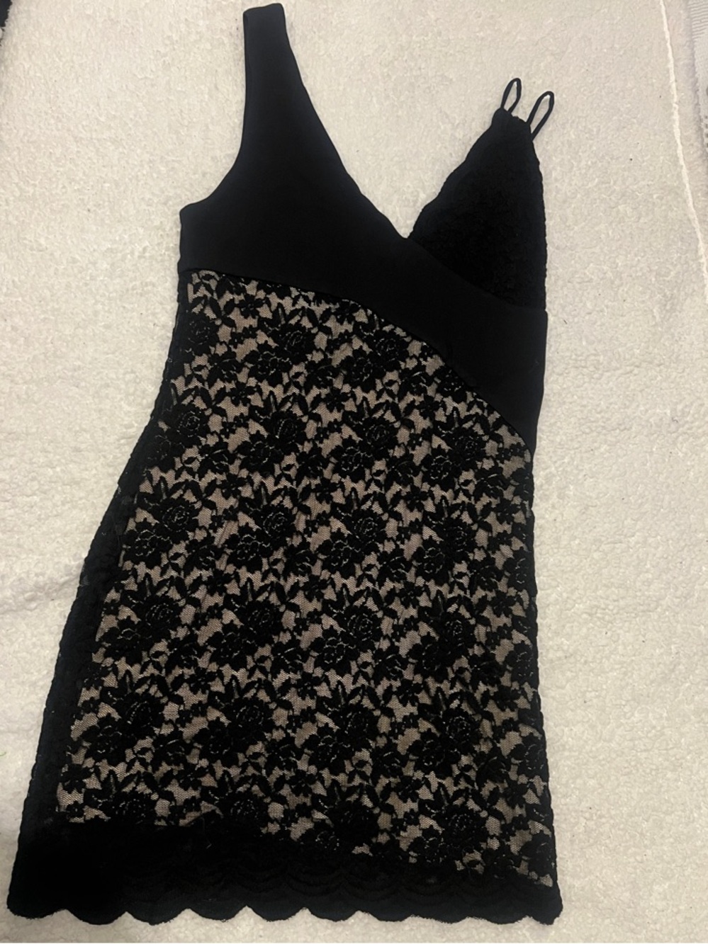 Free People Black Lace Slip Dress with Nude Lining